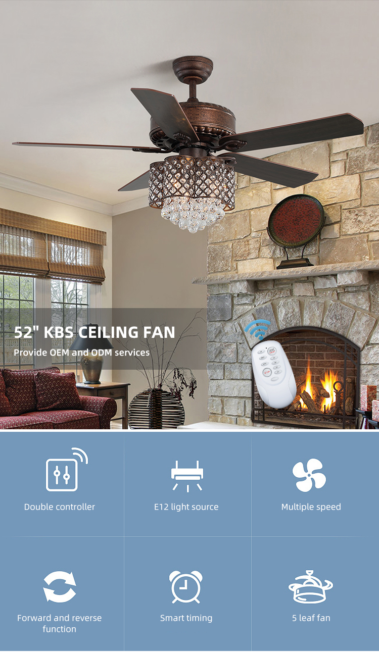 52Inch Remote Control 120V Modern Crystal Ceiling Lamp In Dining Room