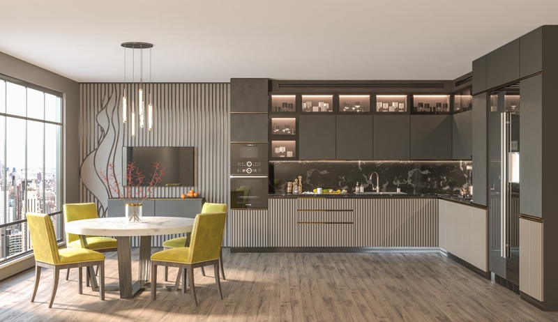 Smart Corner Swivel Basket Addition to Modern Kitchen Cabinets with Modular Design