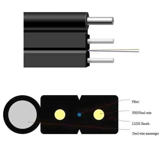 LSZH Outer Sheath 2*0.45mm Steel Strength Member SM FTTH Optical Fiber Drop
