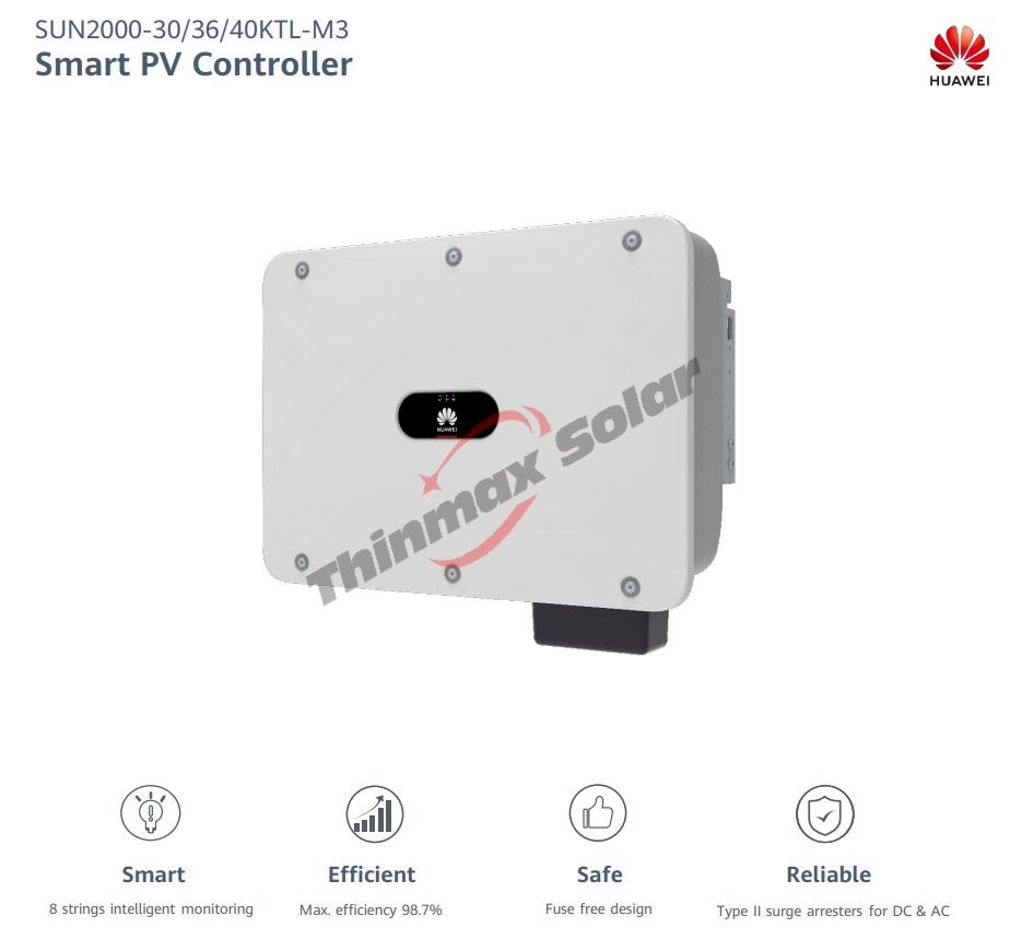 Huawei Solar Inverter 36kw SUN2000 36KTL-M3 three phase commercial on grid solar inverter