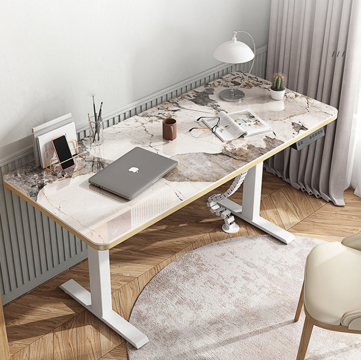 SPCC Steel Frame Material 2 Stage Electric Height Adjustable Desk for Design Library