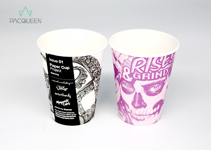 Single Wall Custom Disposable Paper Cups Full Range PE / PLA Coated