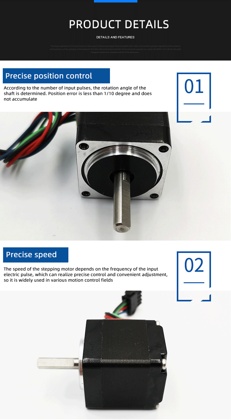 Faradyi Stepper Motor High Torque with High Precision Micro Stepper Motor Nema 11 1.8 Degree for 3D Printer Black Custom X27 168