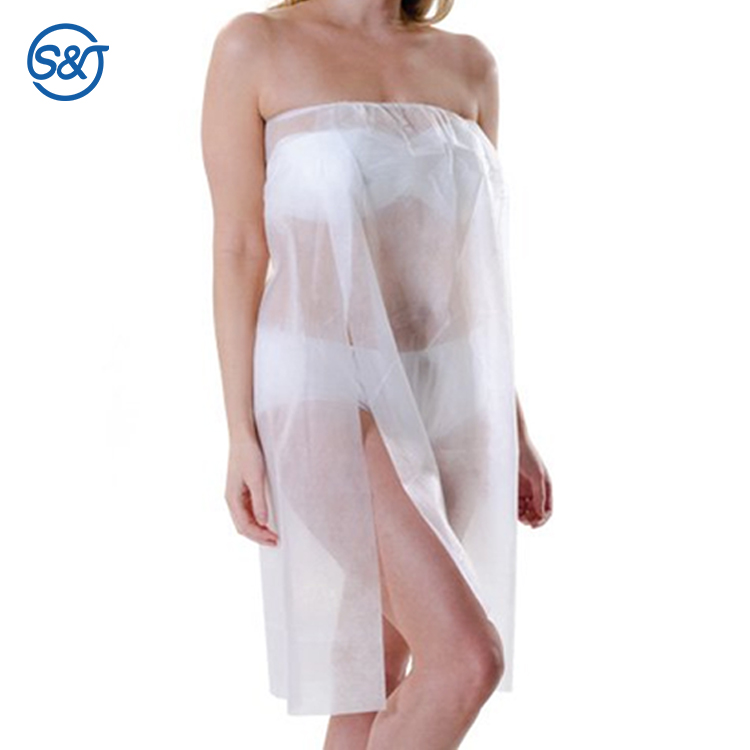 S&J Non woven fabric Women Ladies Wearable Super Soft disposable Dress Bath Skirt Tube top