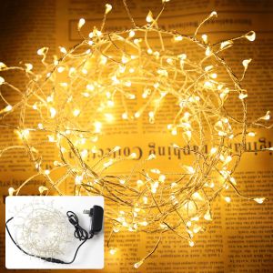 Waterproof LED Cluster Fairy Light Firecrackers String Copper Silver Wire