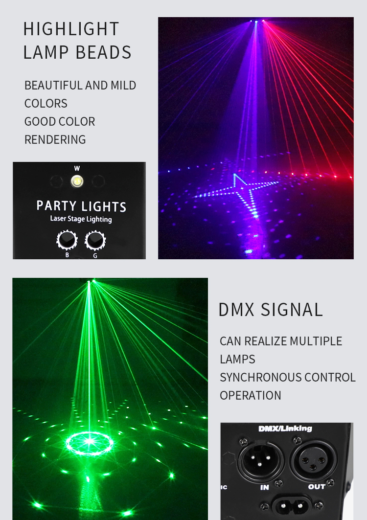 2022 New 9 Eyes KTV Bars Stage Party Light Sound Activated Home Projection Cool Dazzling DMX DJ Disco Dance Laser Strob
