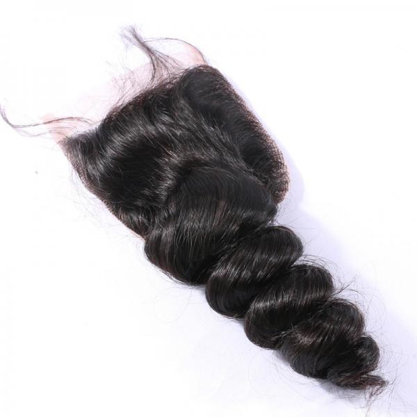 Quality Full Hair Density 4x4 Lace Closure Swiss Lace Free Part Natural Color for sale