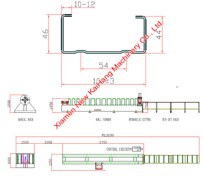 Light Gauge 1.2mm Galvanized Purlin Roll Forming Machine, C100 size for upright
