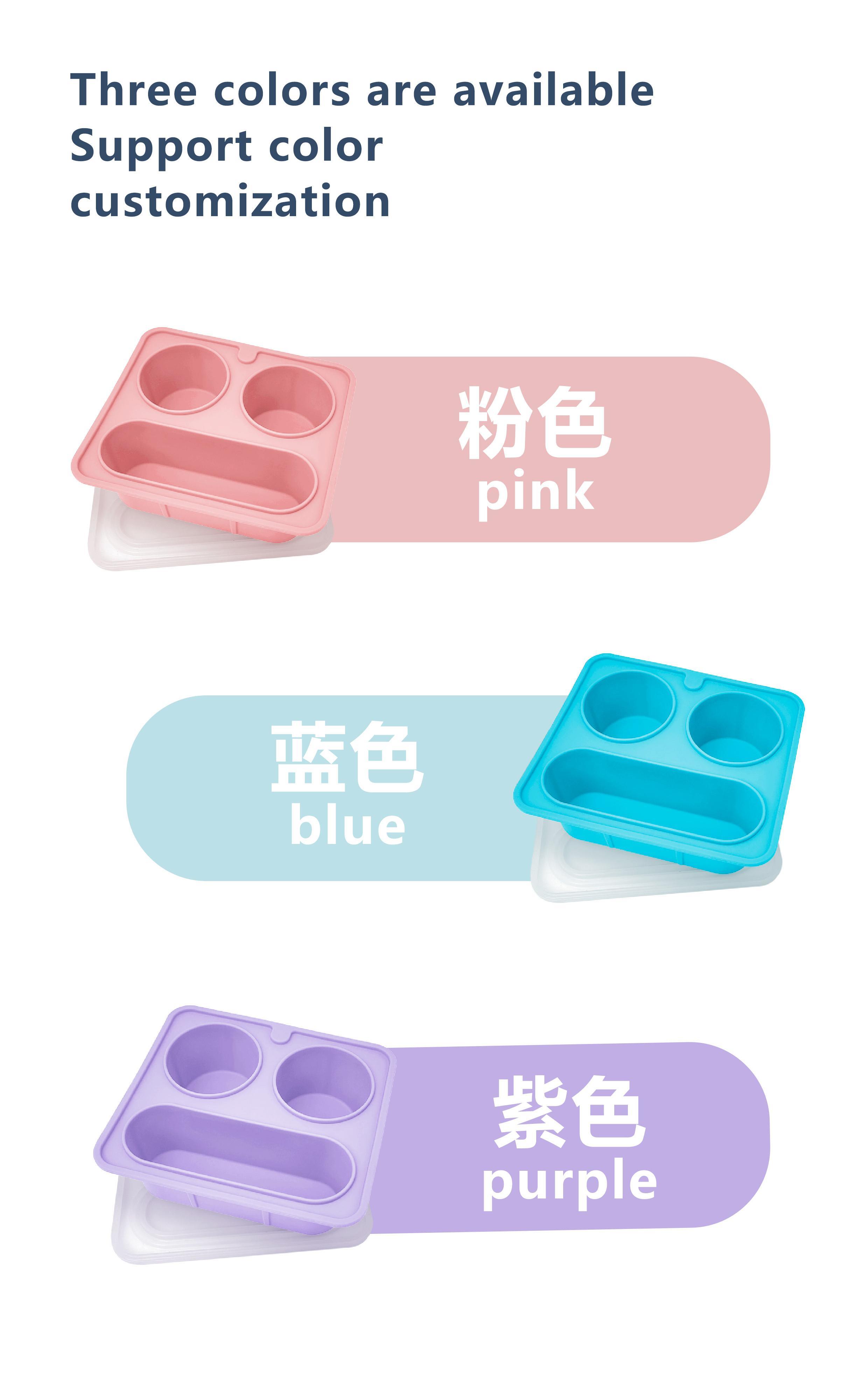 Blue Silicone Divided Snack Box with Lids BPA-Free Leak-Proof Eco-Friendly Microwave Dishwasher Safe for Kids Adults OEM
