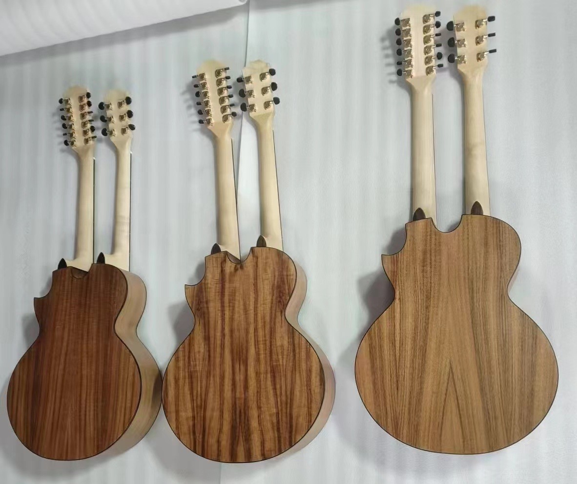 IN STOCK, Custom Taylor Style Double Neck Richie Sambora Signature KOA Wood 6+12 Strings Acoustic Guitar with Ebony Fingerboard in Matte Finishing