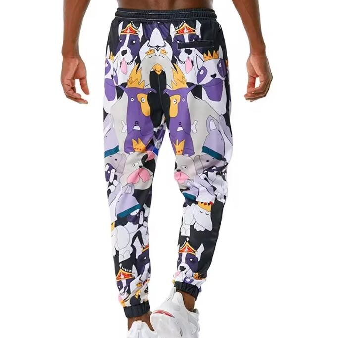 Mens Custom Logo Breathable Sublimation Jogging Pants Elastic Waistband