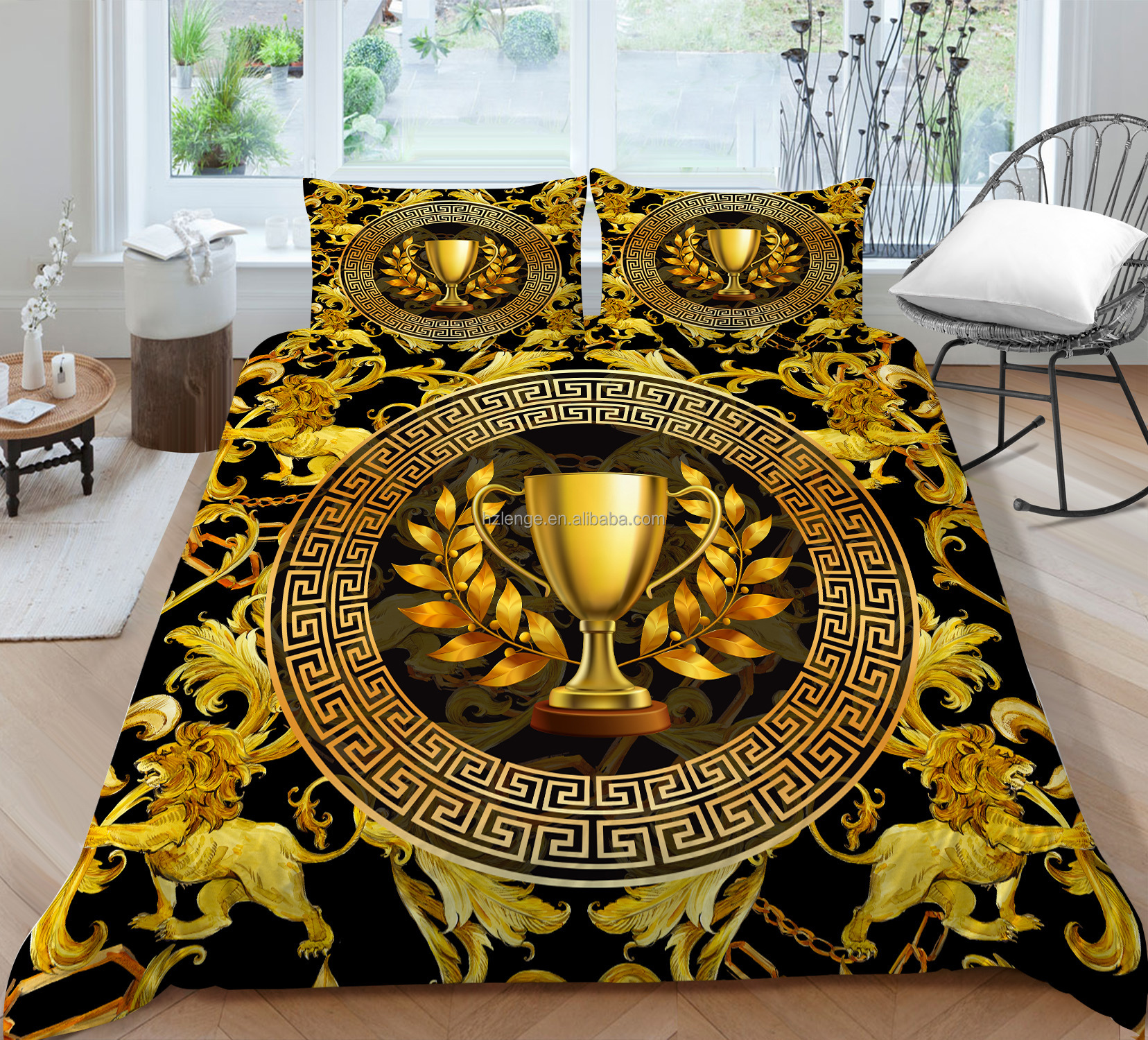 Luxury Fashion Design Nondisposable Microfiber Quilt Cover Set with Pillowcases