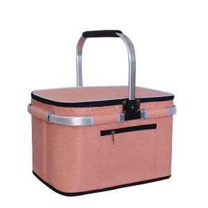 China Wholesale Outdoor Portable Insulated Cooler Lunch Bags Storage Box Camping Portable Picnic Basket With Lid on sale