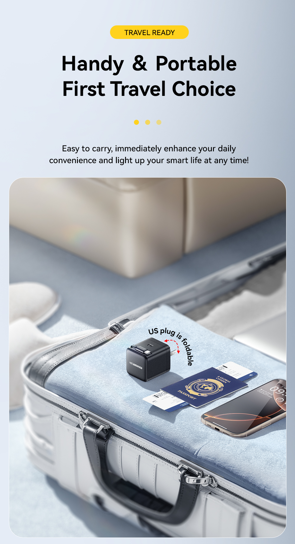 ESSAGER G652CU Series 65W Built-In USB-C Cable GaN USB-C Charger