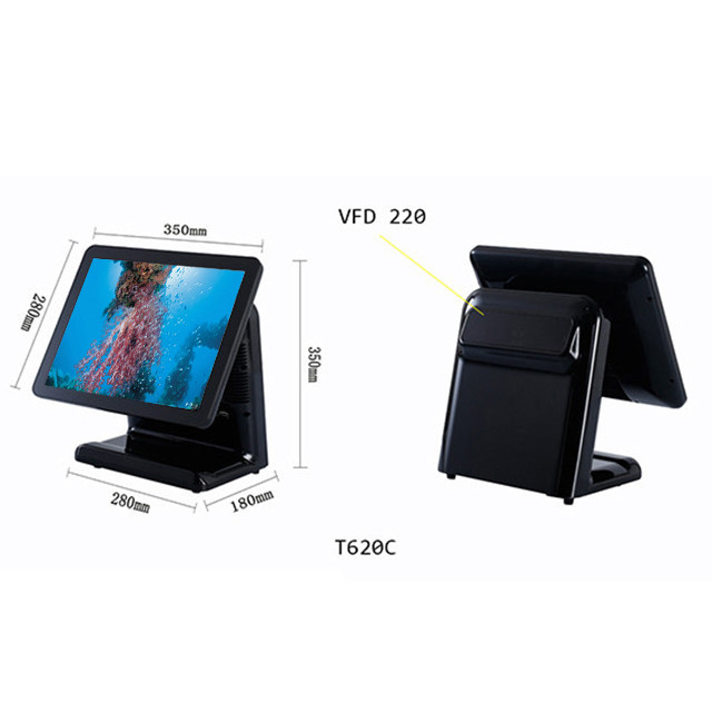 Plastic Housing Pos Cash Register Intel Celeron I5 Dual Core CPU And 8 Digital LED Display