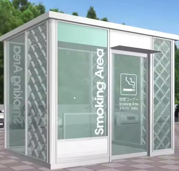 Public Outdoor Furniture Environmentally Friendly Aluminum Closed Smoking Booth