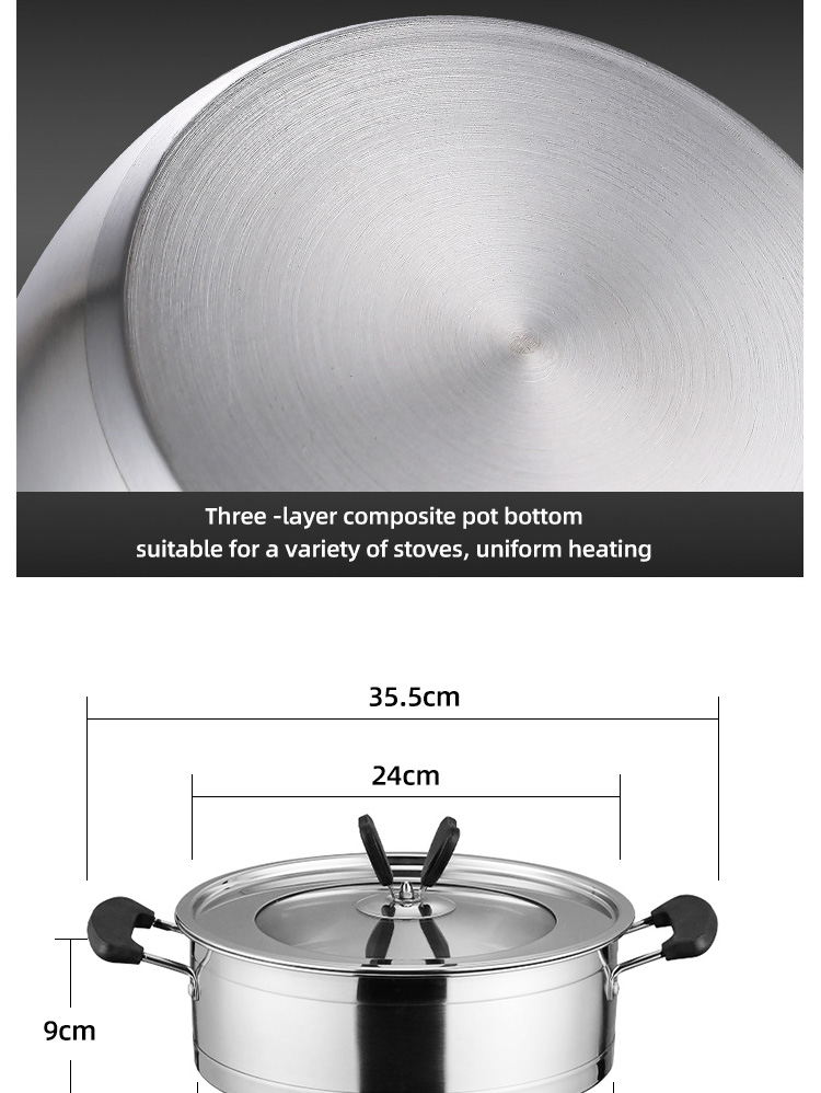 Multifunction Kitchen Cookware Silver Cooking Pot Set Stainless Steel Cookware Sets With Bakelite Handle