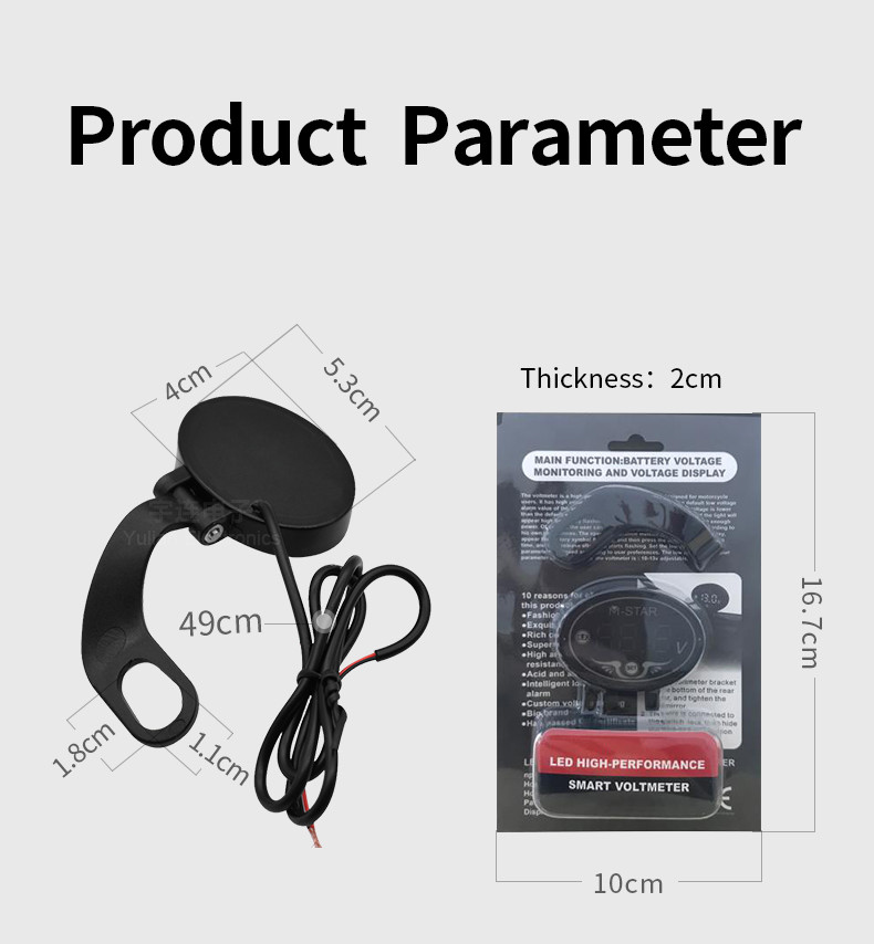 Waterproof 9V-24V LED Motorcycle Volt Meter Multifunction Yulian