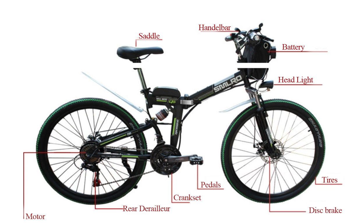 48V 10AH 350W Portable Electric Bike , Blue 26 Inch Electric Folding Bike