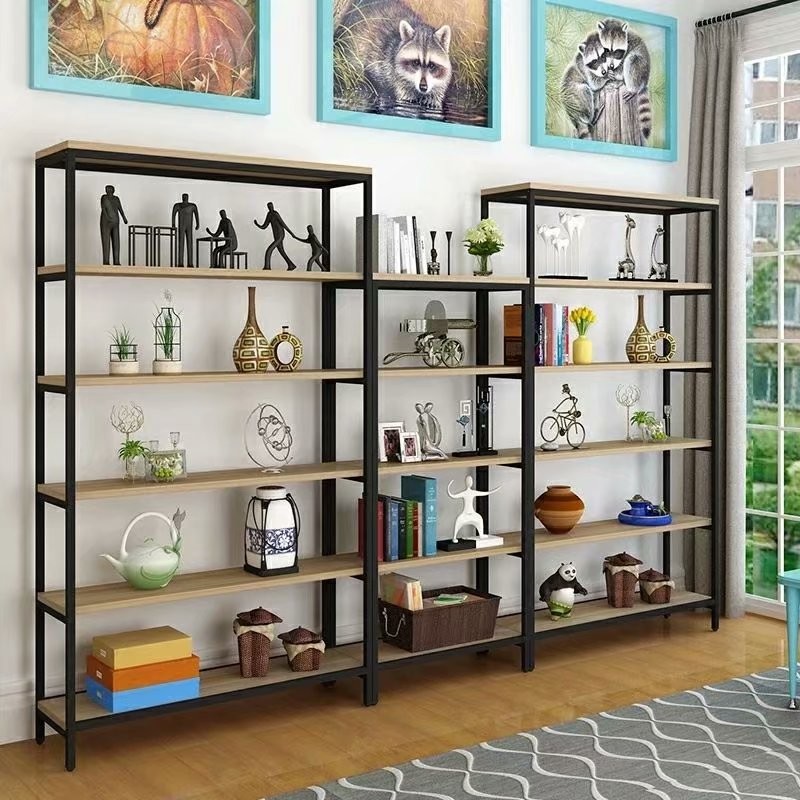 Double-Sided Steel-Wood Bookshelf for Library/Book Shelf/Office Furniture/Booksh Shelf for Clothing/Shoes/Jewelry/Watch