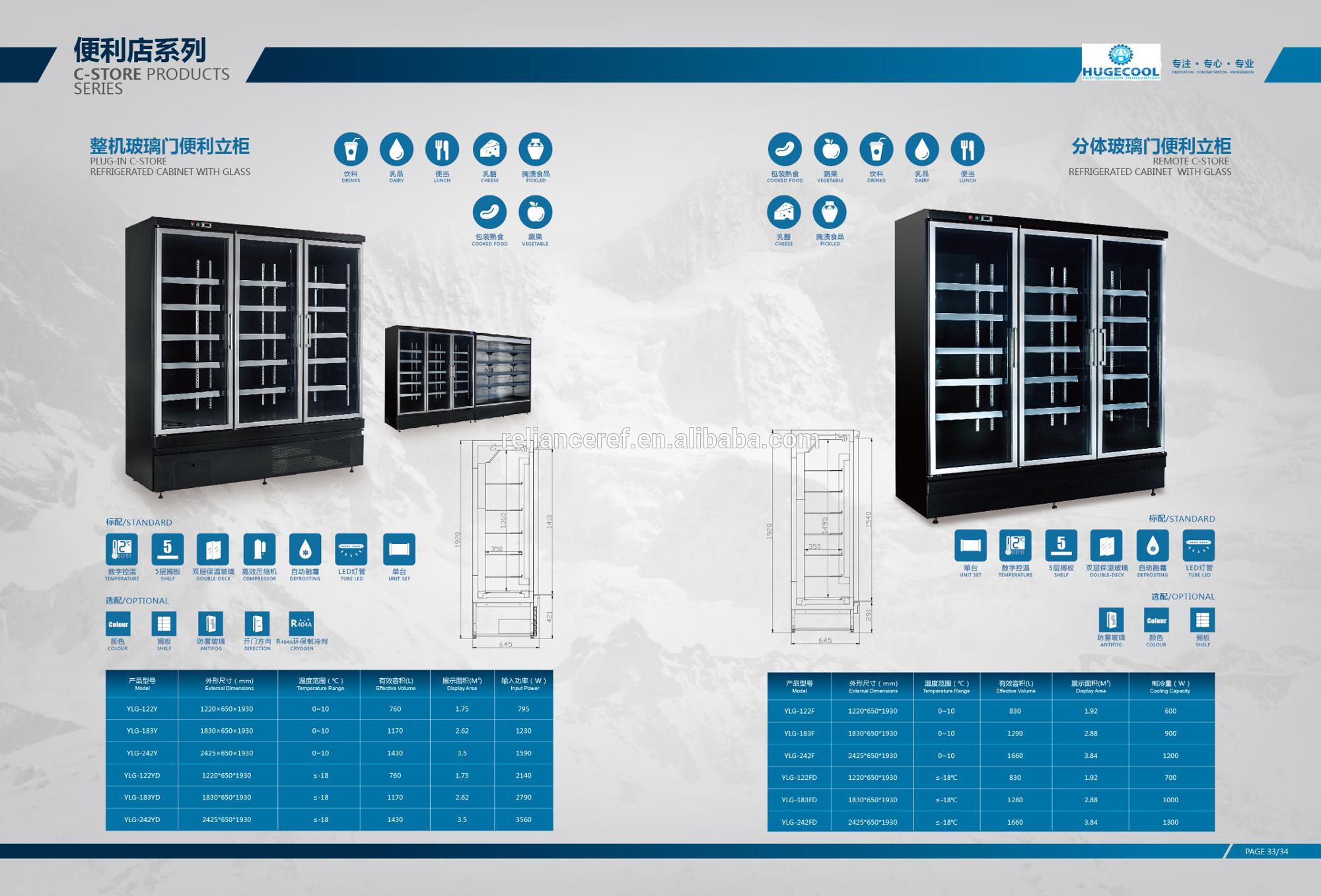 Air Cooled Convenience Store Fridge Customized Size With Two / Three Doors