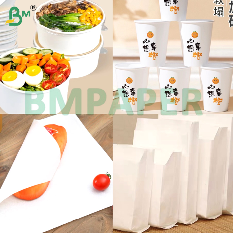 130gsm 150gsm Aqueous Plastic Free Paper Non - Stick & High Temperature Resistance For Food Packaging Cup Stock Paper Bag