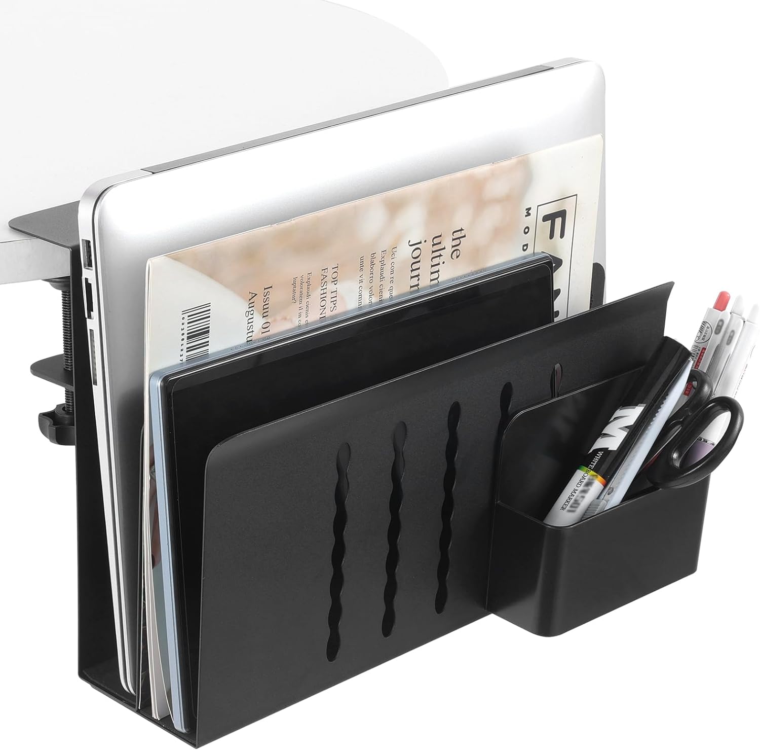 Office Under Desk Storage Hanging Side Desk Organizer with Adjustable Laptop Holder Stand