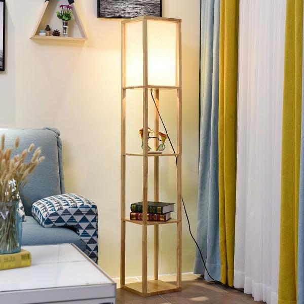 Nordic decoration home Floor Lamp for Living Room minimalist wood shelf tea