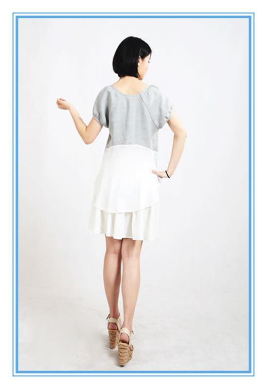 2016 Latest Girl's Grey And White Dress