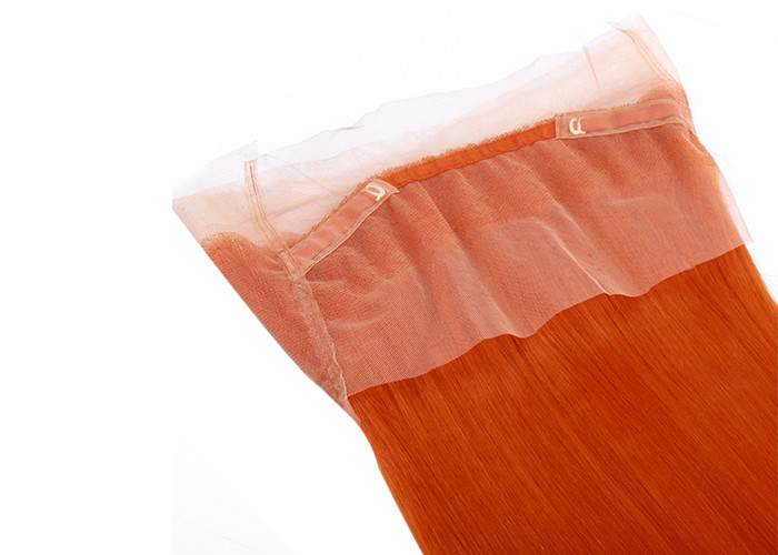 Smooth And Soft Human Hair Lace Closure Orange Color Medium Cap Size