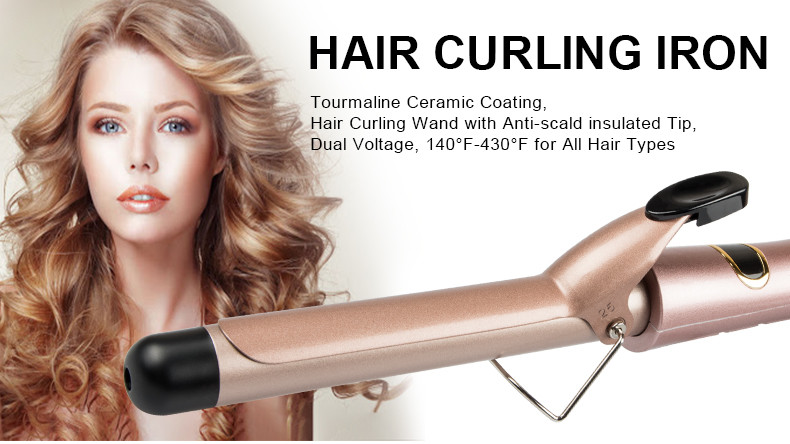 240V 60Hz Hot Hair Tool 1 Inch Curling Iron With Ceramic Coating Barrel