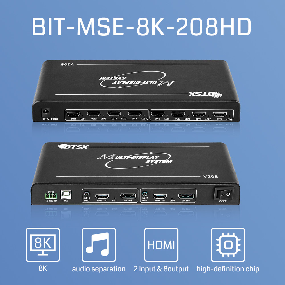2X4 4K Video Switcher Controller 1X4 4x2 1X6 1X8 HDMI TV Video Wall Processor