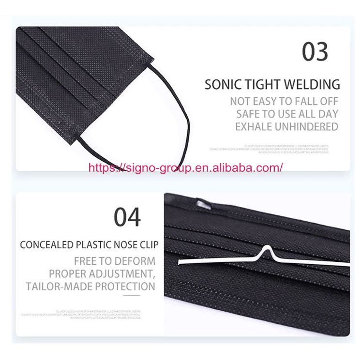 Black earloop Disposable Protective Face Mask 50pcs/box Anti Pollution