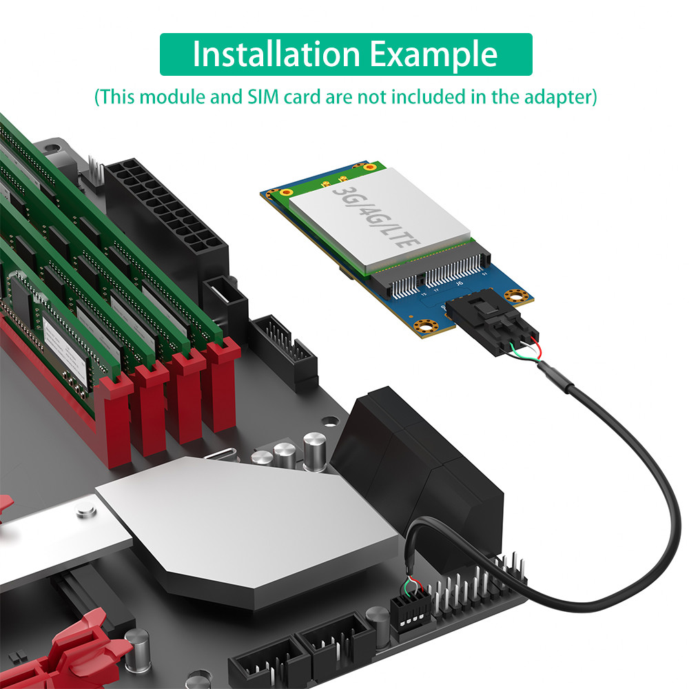 USB 2.0 9PIN Header to Mini PCI-E PCIe 52PIN Wireless Module Adapter with SIM Card Slot Ver 5.0 for GSM WWAN 3G 4G LTE