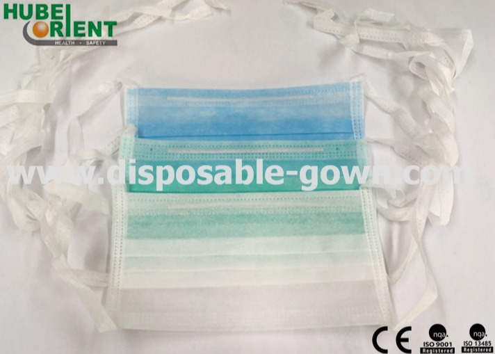 CE MDR Approved Non-Woven Disposable Face Mask 3 Ply Surgical Face Mask With Tie On For Hospital Use