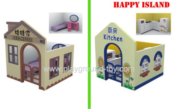 Kindergarten Indoor Wooden Cubby House , Primary School Furniture For Children