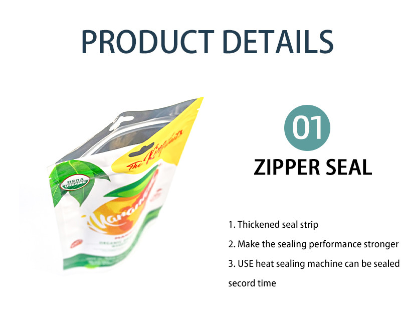 Food Packaging Bag Manufacturer Customized Pet Aluminized Zipper Bag High Quality Dried Mango Snack Packaging