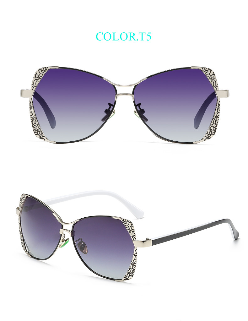 UV400 TAC Retro Metal Polarized Sunglasses 60MM Lens Frame Engraving