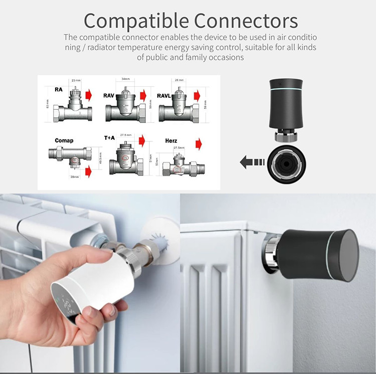 Digital Display PC WIFI tuya zigbee 3.0 smart radiator actuator TRV IP 20 European American