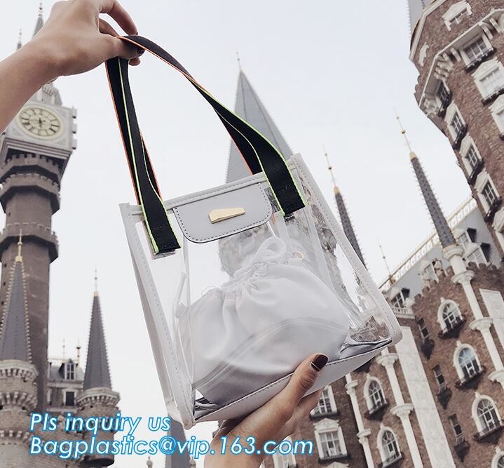 Vinyl PVC Chain Handbag Shoulder Bag for Young Ladies, Studded Clear Tote/PVC shoulder bagClassical Colorful PVC Wallet