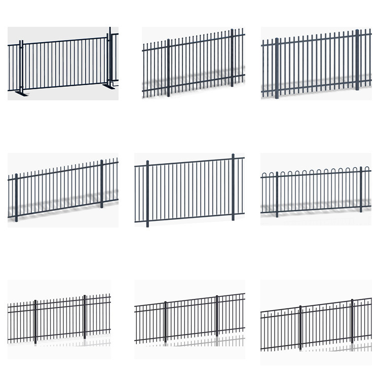 1.8*2.4m Steel Galvanized Aluminum Satin Black Picket Garden Fence Panel