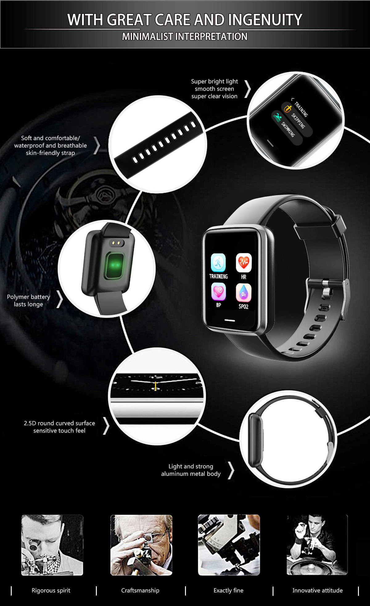 1.3 Inch Touch Screen Smartwatch NRF52832 Calorie Monitoring 10m