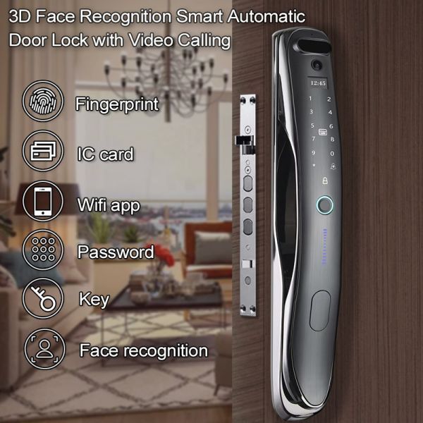 Fully Automatic 3D Face Recognition Smart Lock Fingerprint Password Door Lock