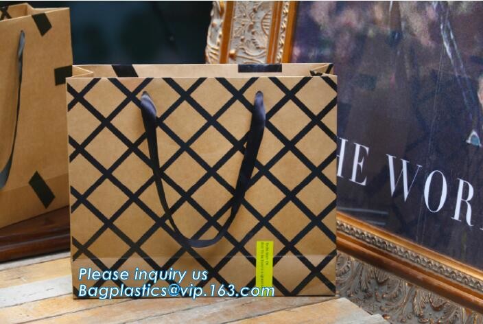 Flower carrier bag with different color customized pot plants kraft paper bag with handle,stamping logo fancy paper flow