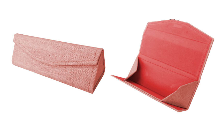 Triangular Fold Up Glasses Case Gunny Cloth / Denim Material With Holder