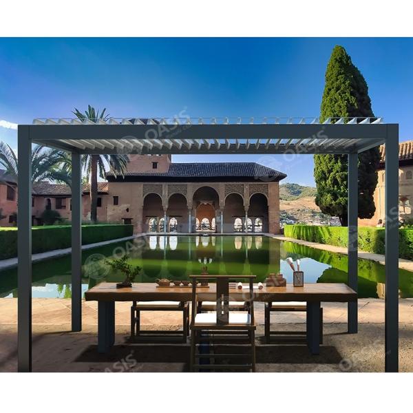 Garden Freestanding Aluminum Automatic Louvered Pergola 100% Waterproof Heavy