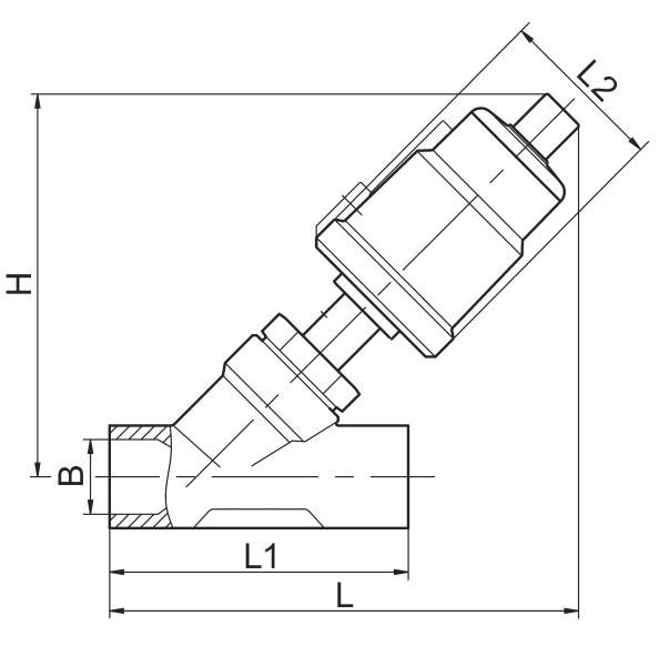 1 1/2 Inch Welded Pneumatic Actuated Angle Seat Valve DN40 0