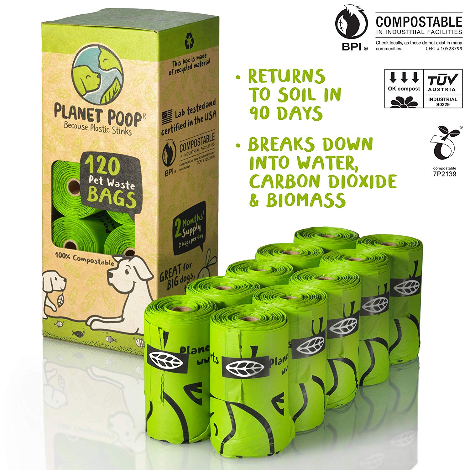 Fully Degradable Compostable Reusable Pet Dog Waste Poop Bag with Holder/Dispenser