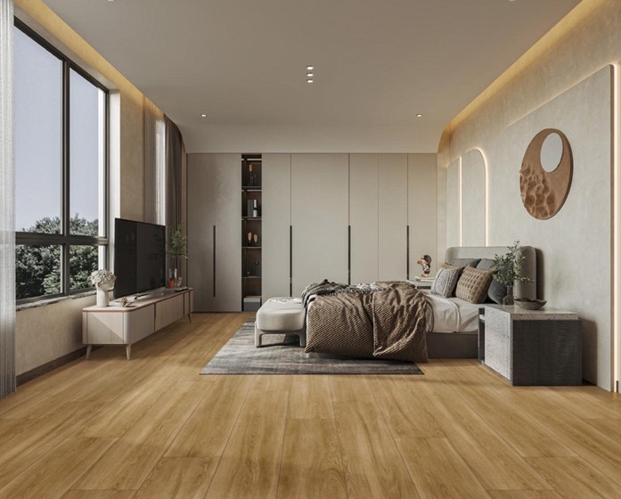 Waterproof 300x1800mm Yellow Brown Wooden Porcelain Strips For Living Room And Bedroom