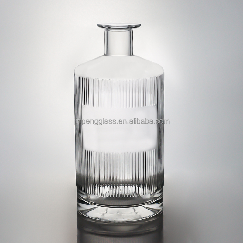 Decal Unique Striped Glass Bottle for Vodka Gin Whiskey Rum Wine Cork 500ml 700ml 750ml